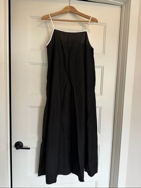 Black Maxi Slip Dress with White Contrast Straps